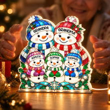 Load image into Gallery viewer, Personalized Snowman Family Acrylic Light Box Gift for Grandparents
