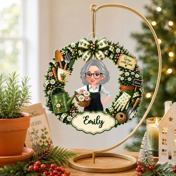 Personalized Gardening Themed Acrylic Ornament Gift for Mom