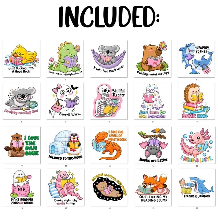 Personalized Acrylic Magnet Cute Reading Animals Gift for Book Lovers