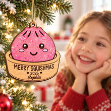 Load image into Gallery viewer, Personalized Merry Squishmas Wooden Ornament Custom Gift for Kids
