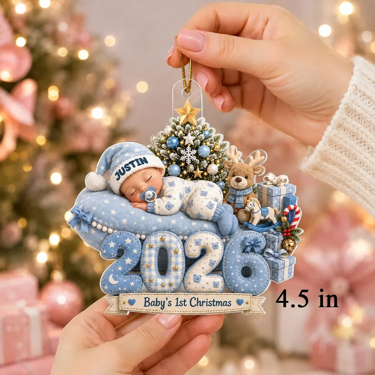 Personalized Acrylic Ornament Baby's 1st Christmas Gift for New Parents