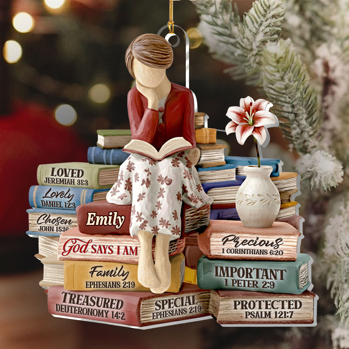 Personalized Book Lover Ornament for Women - Inspirational Christian Gift Ornament MagicInPrints