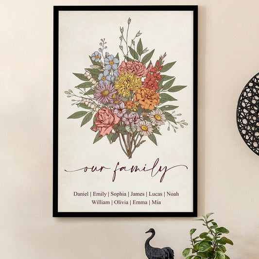Personalized Family Floral Art Print for Home Decor - Sentimental Gift Poster or Canvas MagicInPrints