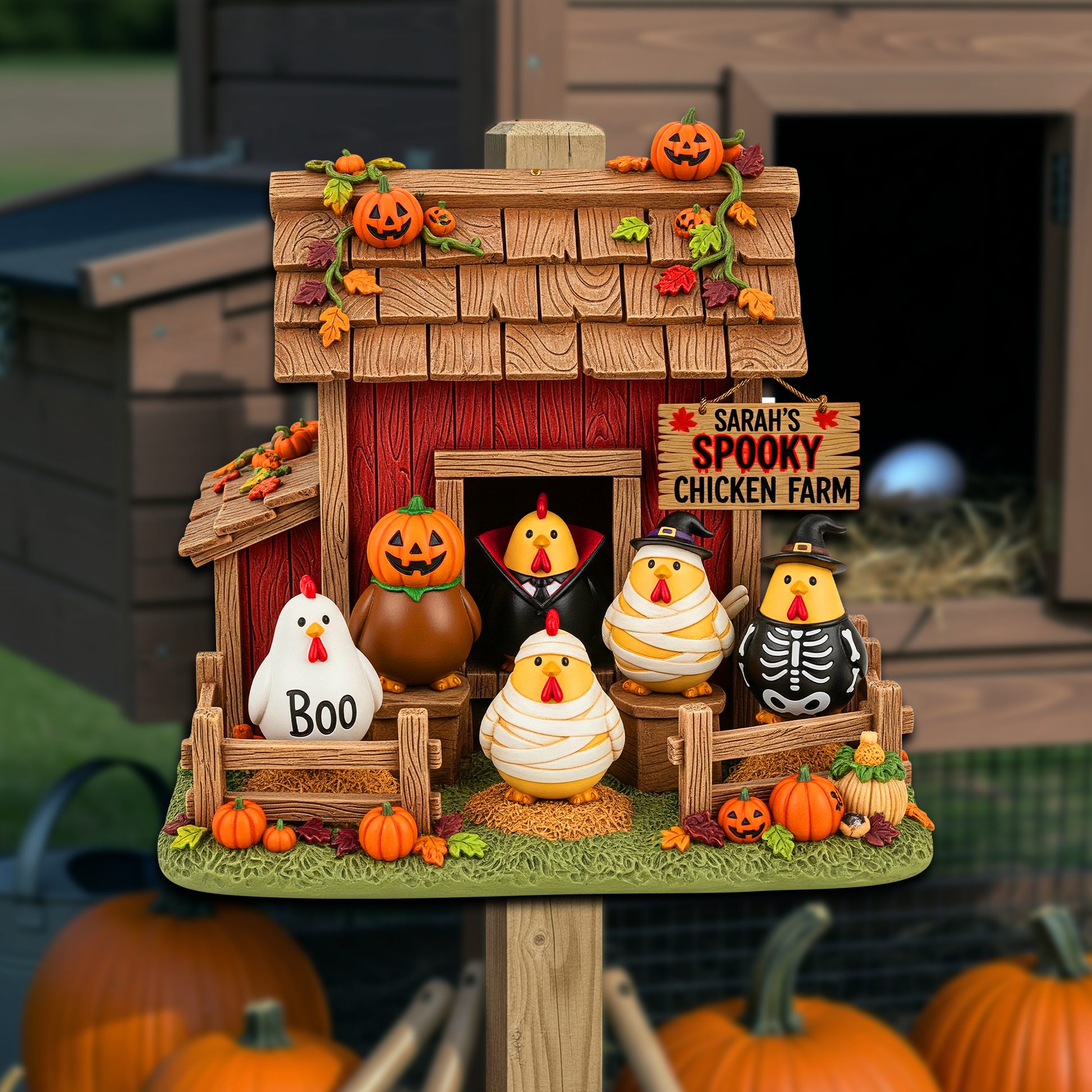 Get Spooked at Sarah's Spooky Chicken Farm - Personalized Sign for Chicken Lovers Wood Sign MagicInPrints