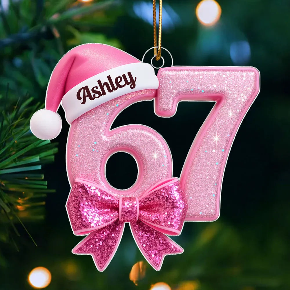 Personalized Pink Glitter Christmas Ornament for Teens - Holiday Decoration Ornament MagicInPrints