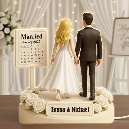 Personalized Wedding Cake Topper Figurine with Date Display - Perfect for Newlyweds Plaque MagicInPrints