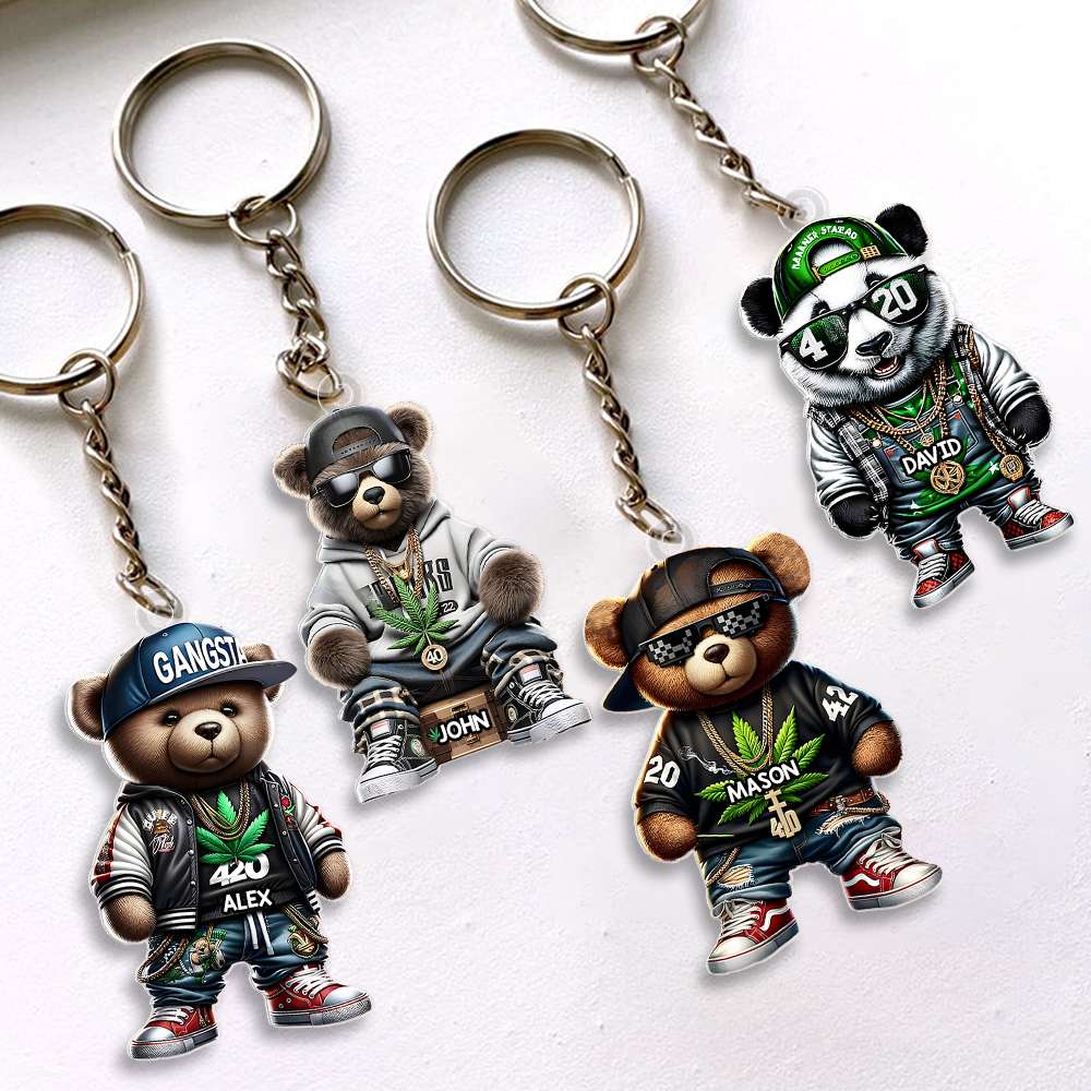 Personalized Teddy Bear Keychain for Pop Culture Enthusiasts Keychains PopCulturePrints