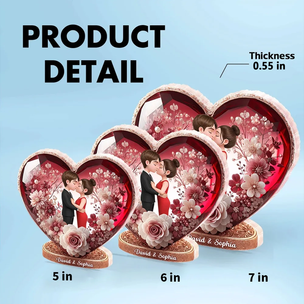 Personalized Heart-Shaped Crystal Keepsake for Couples - Romantic Gift Plaque MagicInPrints