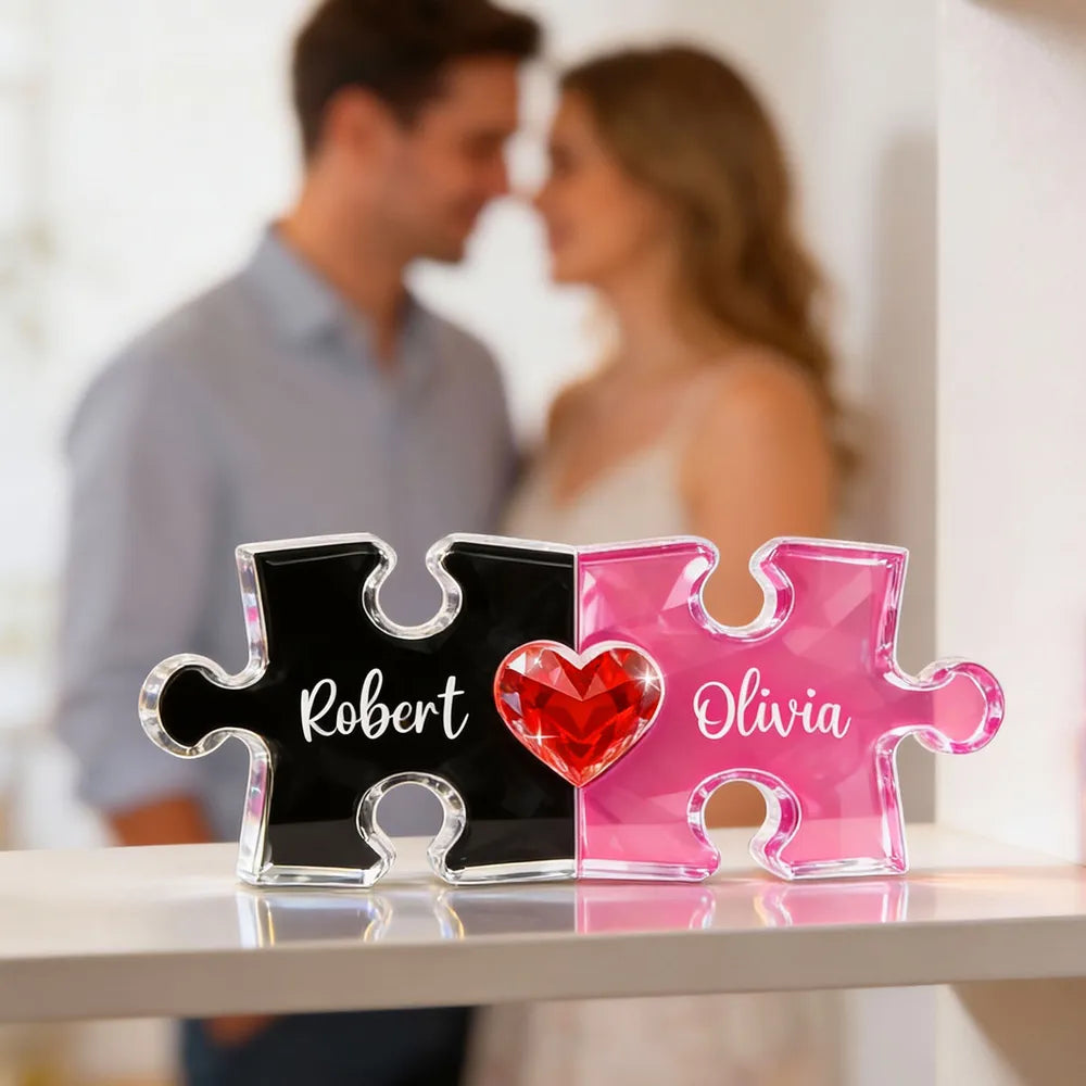 Personalized Puzzle Piece Keepsake for Couples with Heart Design - Romantic Gift Plaque MagicInPrints