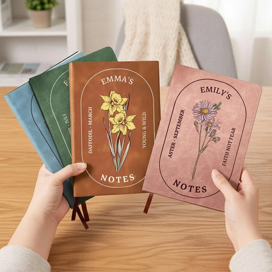 Personalized Floral Journal Notebook for Women - Custom Name and Birth Month Flowers Stationery MagicInPrints