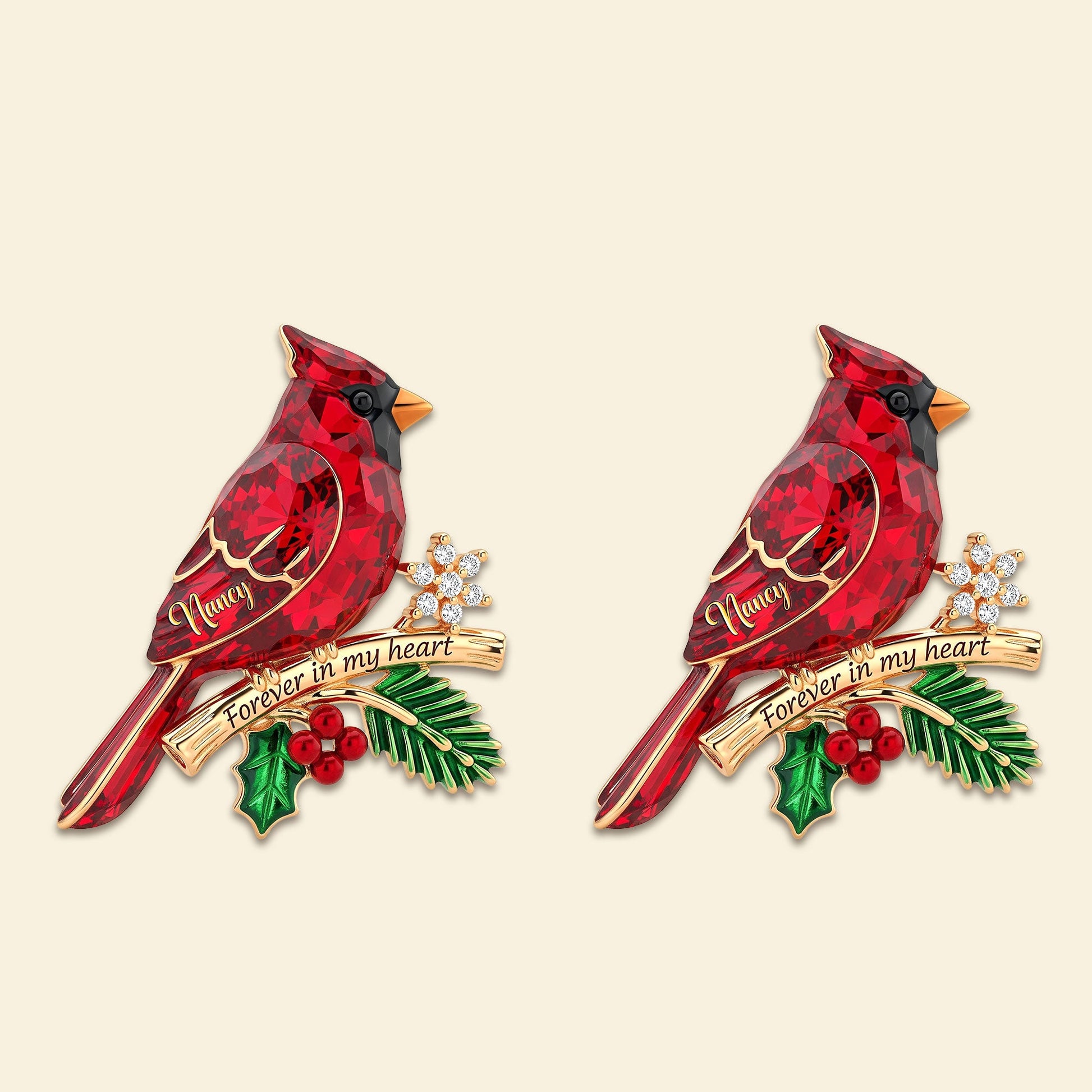 Cardinal Heaven Christmas Stud Earrings - Personalized Gifts For Her Earrings MagicInPrints
