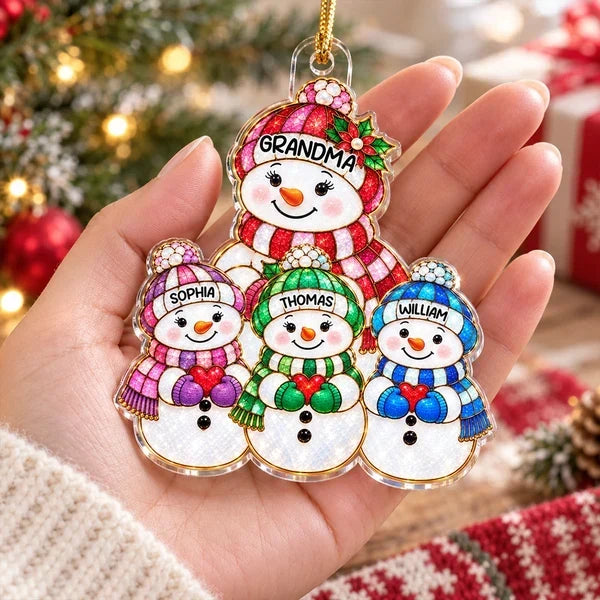 Personalized Acrylic Snowman Ornament Custom Gift for Grandma