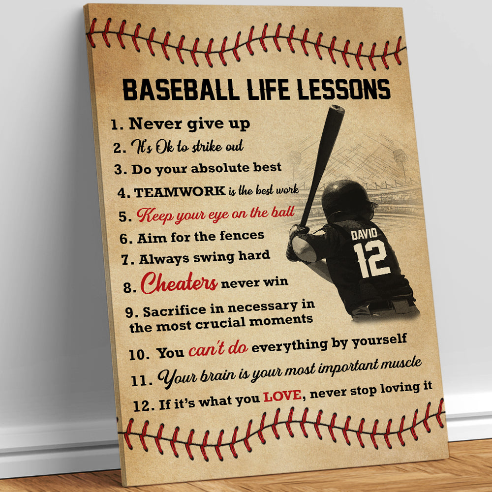 Personalized Baseball Life Lessons Canvas Print – Perfect Gift for Baseball Lovers Poster & Canvas PopCulturePrints