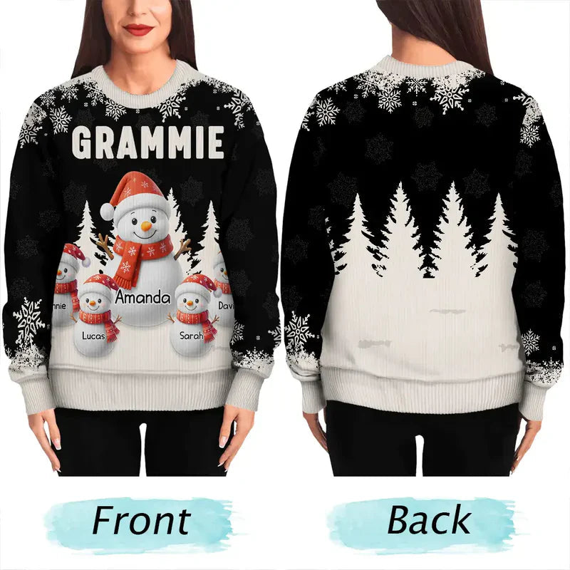Personalized Christmas Sweatshirt for Grandma - Custom Snowman Family Design Cloth MagicInPrints