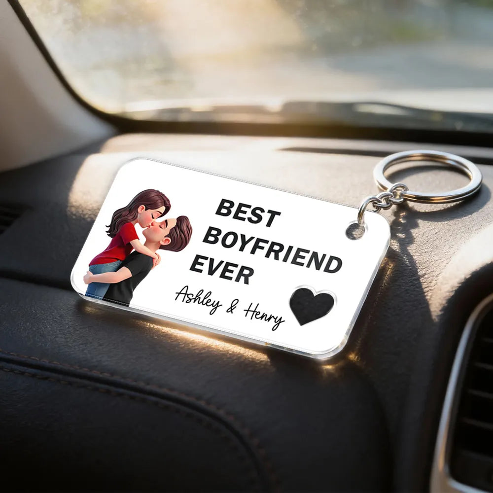 Personalized Keychain for Wife with Heart Design - Romantic Gift Keychain MagicInPrints