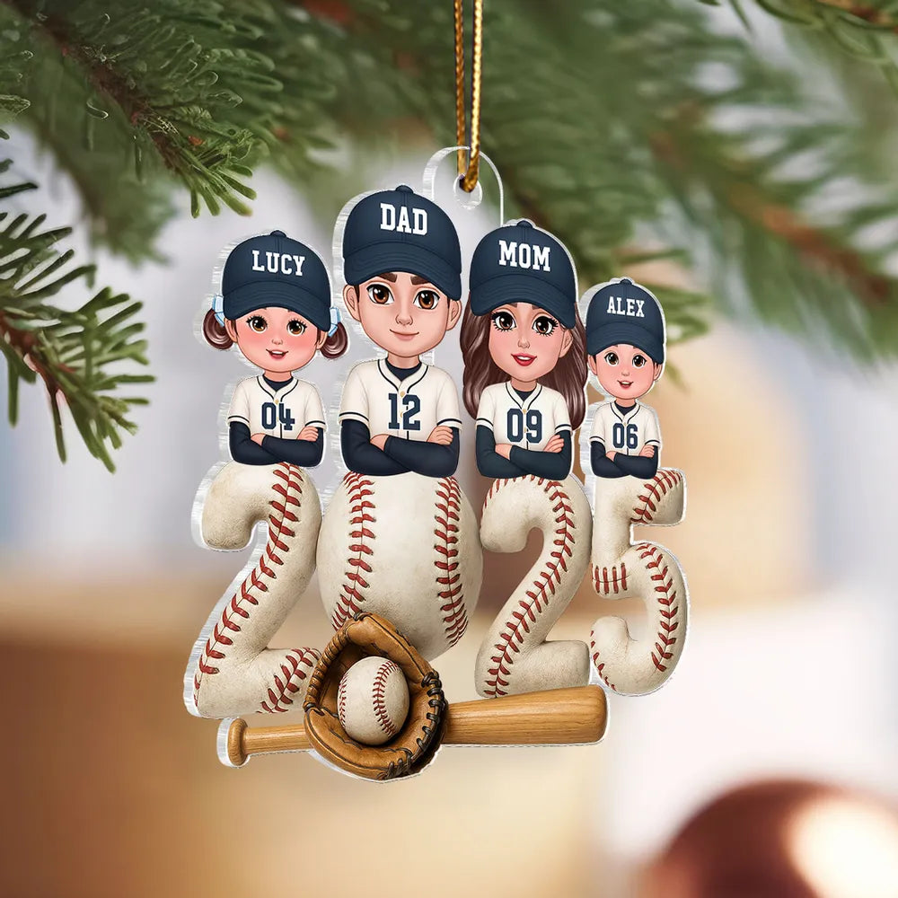 Personalized Family Baseball Ornament 2025 for Christmas Tree - Custom Names Ornament MagicInPrints
