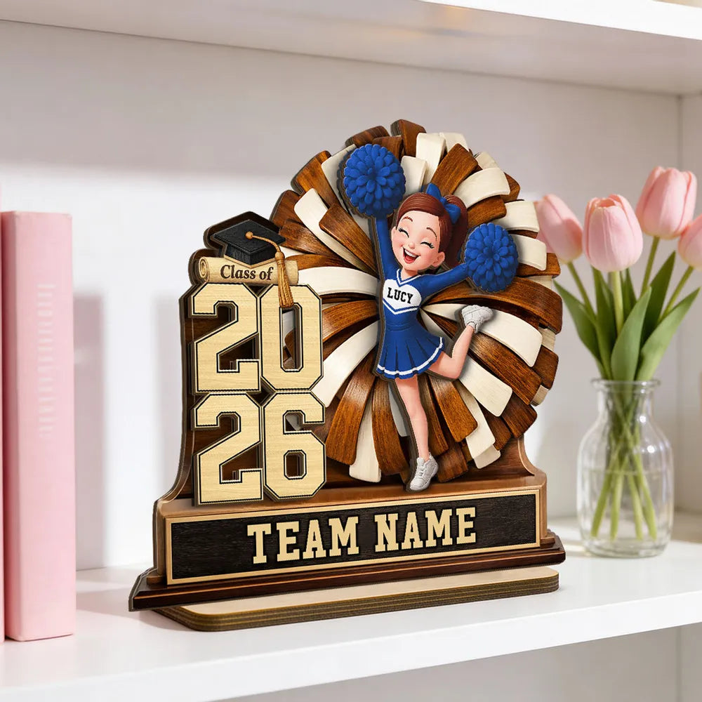 Personalized Cheerleader Graduation Plaque for Class of 2026 - Custom Team Name Plaque MagicInPrints