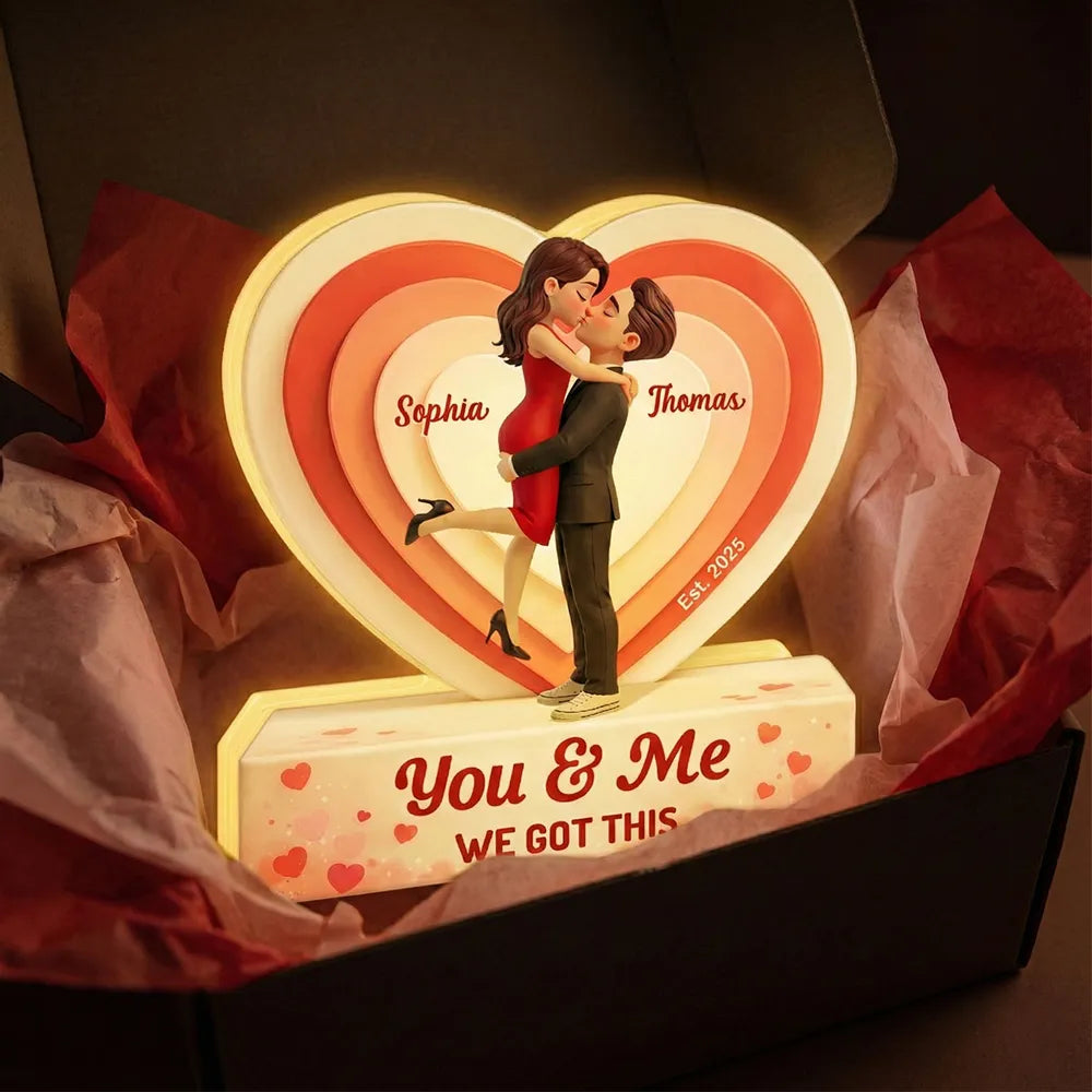 Personalized Couple Heart Lamp for Romantic Gift - Anniversary Keepsake Plaque MagicInPrints