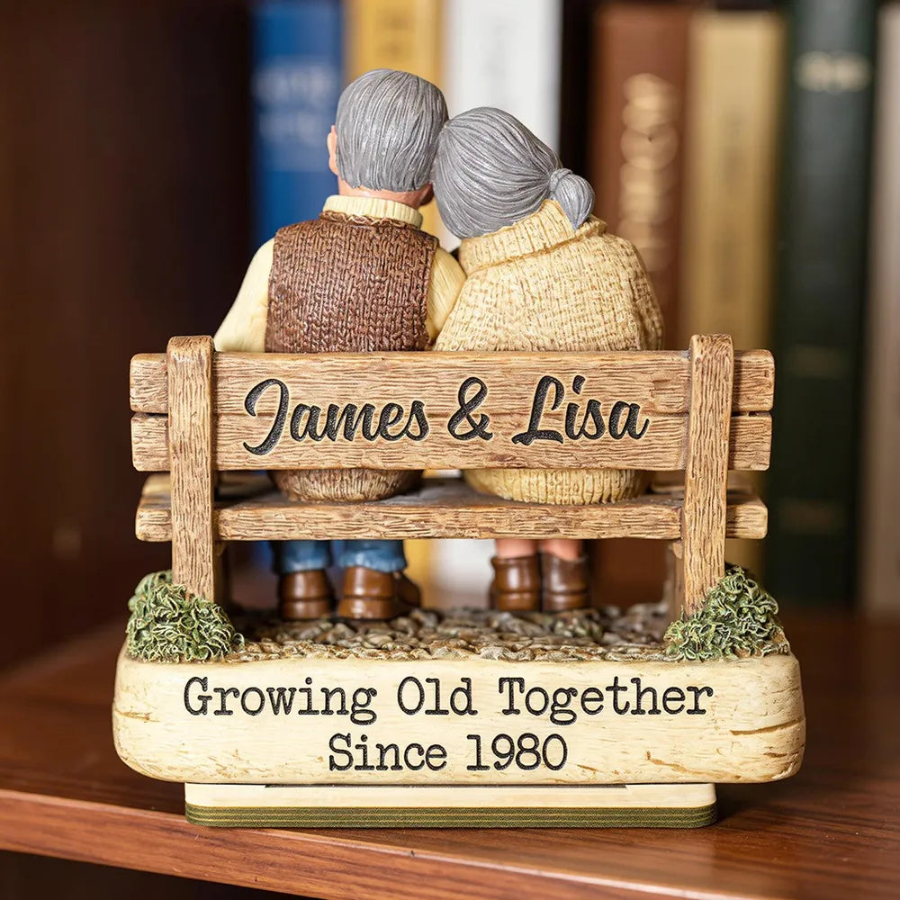 Personalized Elderly Couple Figurine - Growing Old Together Keepsake Gift Plaque MagicInPrints