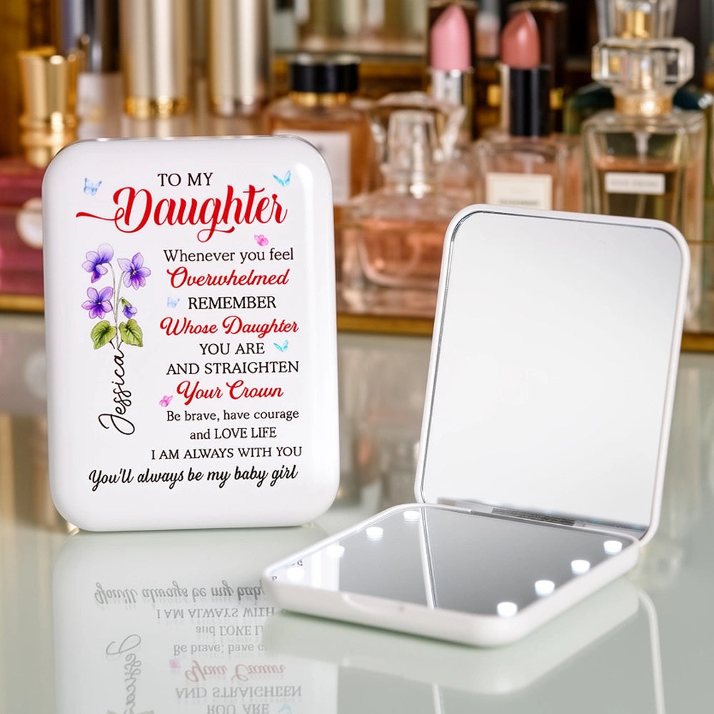 Personalized Compact Mirror for Daughter with Inspirational Message - Sentimental Gift Beauty Tools MagicInPrints