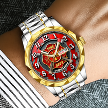 Load image into Gallery viewer, “For the Brave Hero” – Personalized Firefighter Men’s Watch
