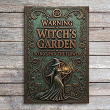Load image into Gallery viewer, “Beware the Magic: Witch&#39;s Garden Personalized Metal Sign” - Custom Gift for Witch Lovers Metal Signs MagicInPrints
