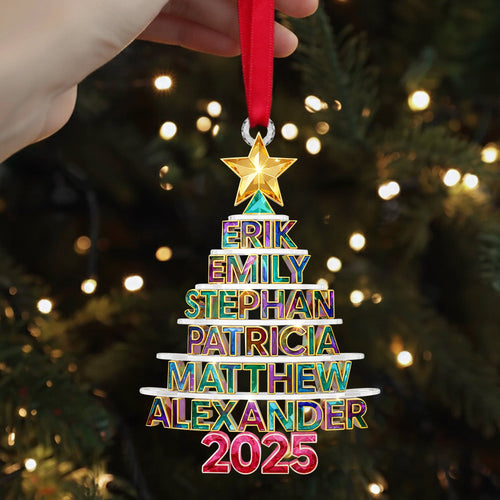 Celebrate Family Love: Personalized Christmas Tree Family Name Ornament - Cherished Gifts for Parents, Grandparents, and Friends Ornament MagicInPrints