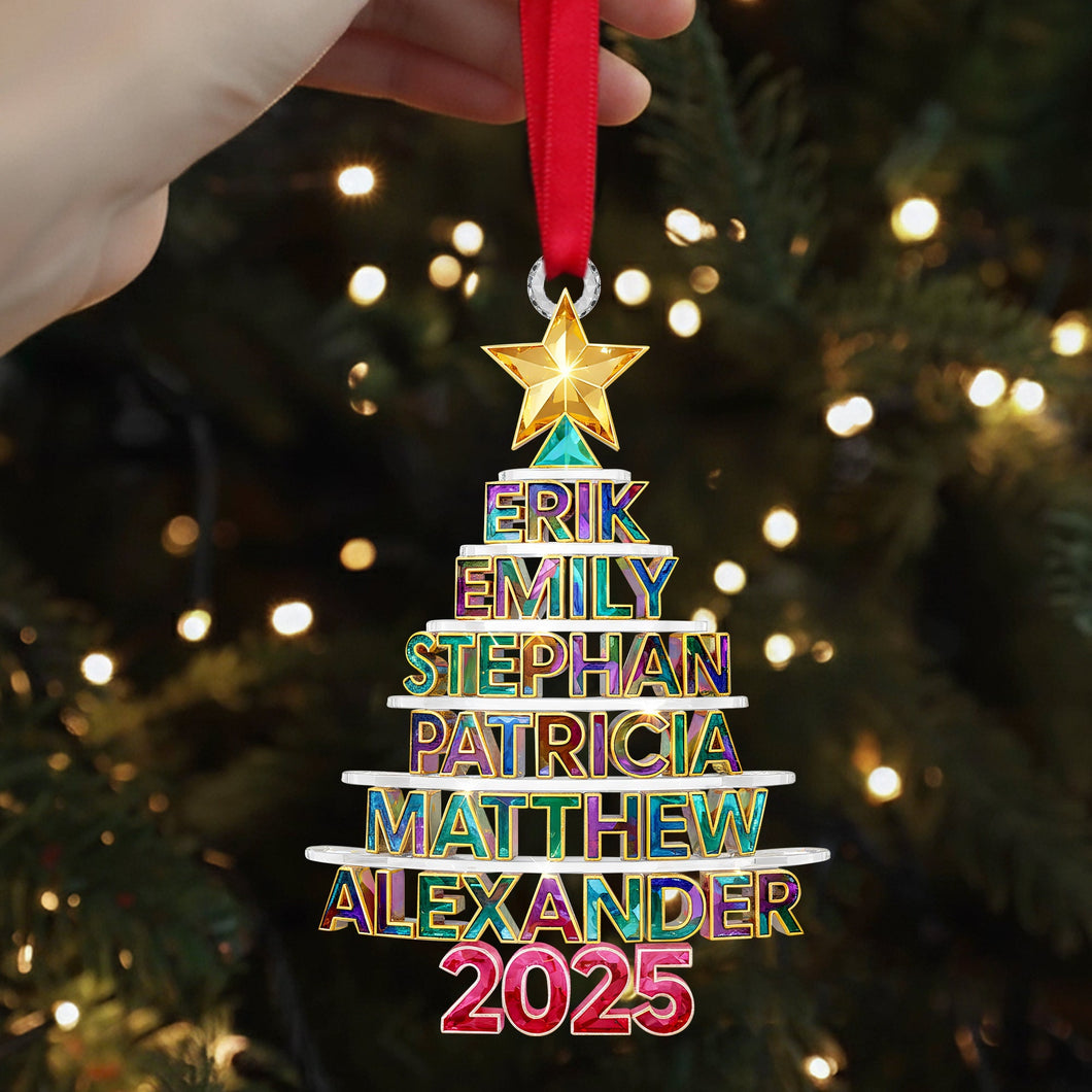 Celebrate Family Love: Personalized Christmas Tree Family Name Ornament - Cherished Gifts for Parents, Grandparents, and Friends Ornament MagicInPrints