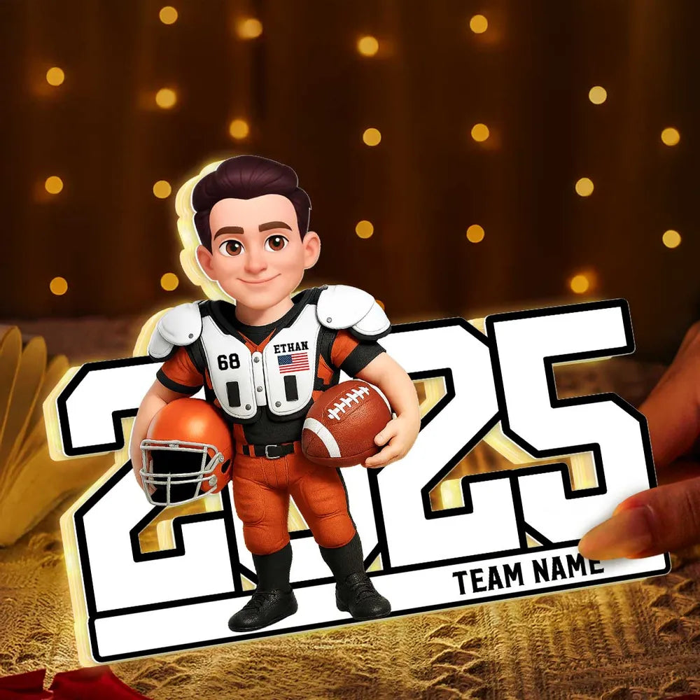 Personalized Football Player Figurine for Kids - Custom Year and Team Name Plaque MagicInPrints