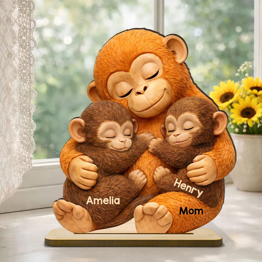 Personalized Monkey Family Figurine for Mom - Sentimental Home Decor Gift Plaque MagicInPrints
