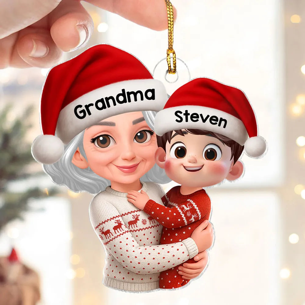 Custom Christmas Ornament for Grandma and Grandchild - Personalized Holiday Decor Ornament MagicInPrints