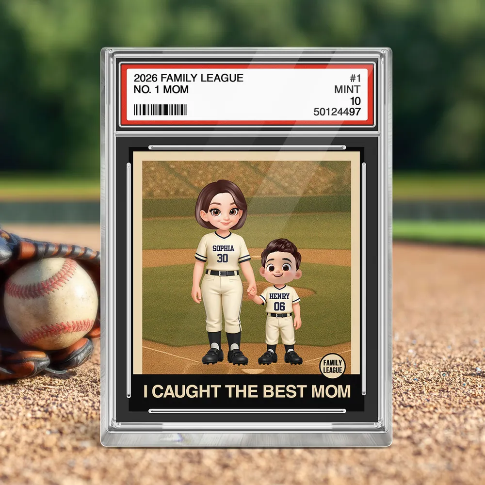 Custom Family Baseball Card Display for Mom - Personalized Mother's Day Gift Plaque MagicInPrints