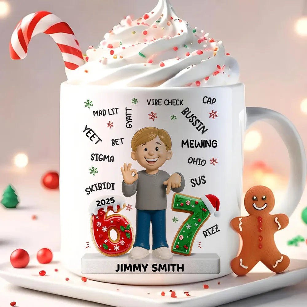 Personalized Kids Christmas Mug with Funny Slang and Year - Holiday Gift Cup MagicInPrints