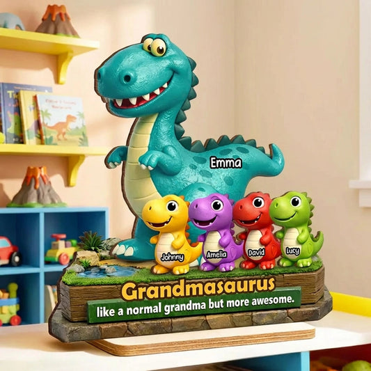 Personalized Grandmasaurus Dinosaur Figurine for Grandma - Fun Family Gift Plaque MagicInPrints