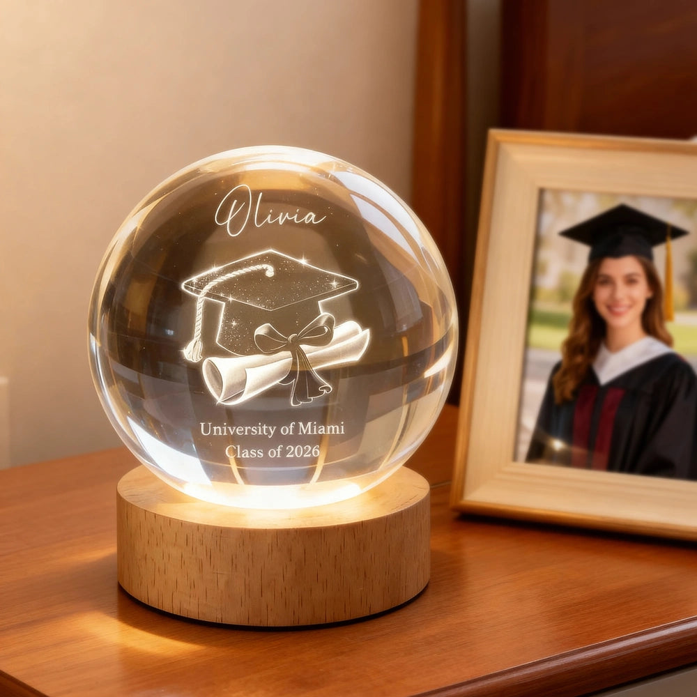 Personalized Graduation Crystal Ball for University Students - Class of 2026 Gift Lamp MagicInPrints