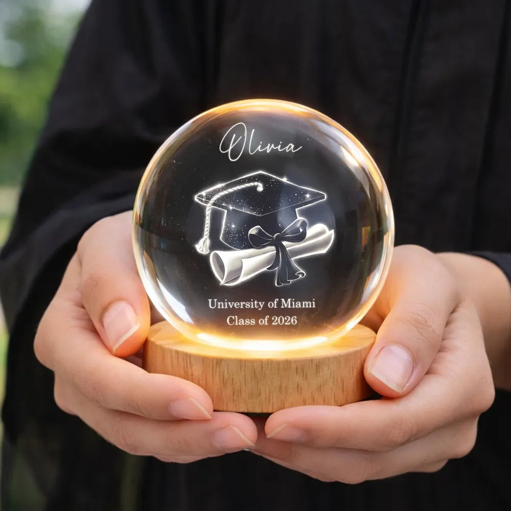 Personalized Graduation Crystal Ball for University Students - Class of 2026 Gift Lamp MagicInPrints