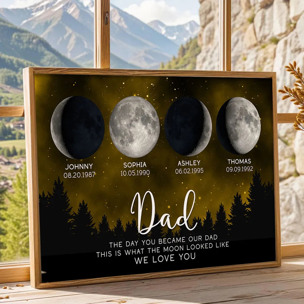 Personalized Moon Phase Canvas for Dad - Special Dates Gift Poster or Canvas MagicInPrints