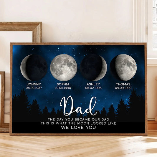 Personalized Moon Phase Canvas for Dad - Special Dates Gift Poster or Canvas MagicInPrints