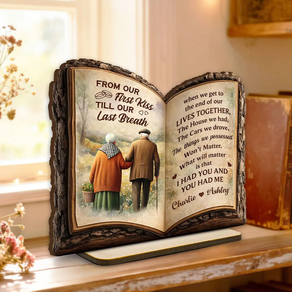 Personalized Wooden Anniversary Book Plaque for Couples - Sentimental Gift Plaque MagicInPrints