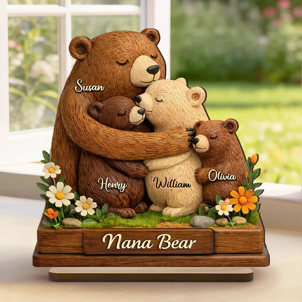 Personalized Mama Bear Family Figurine for Mother's Day - Custom Names Plaque MagicInPrints