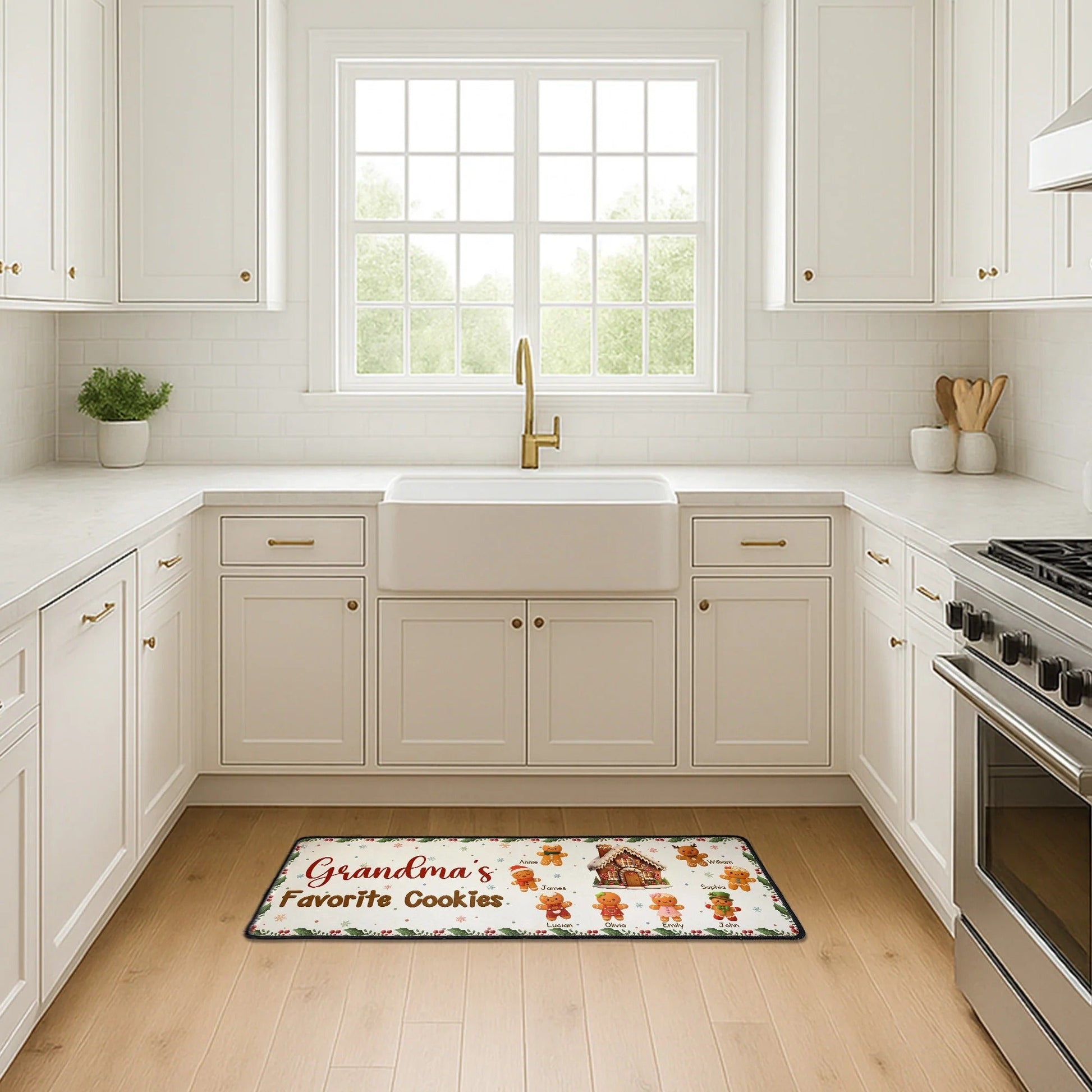 Personalized Kitchen Rug for Grandma - Gingerbread Cookie Design - Holiday Gift Doormat MagicInPrints