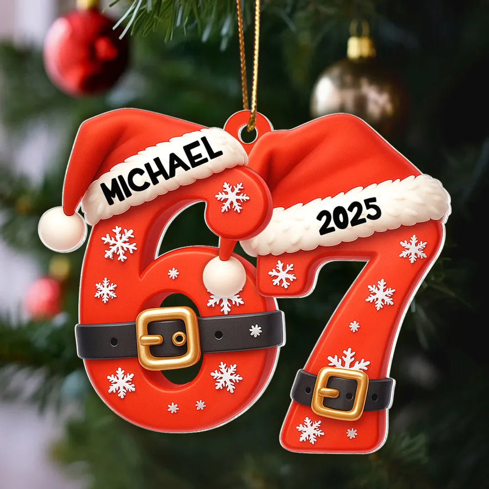 Personalized Christmas Ornament for Kids - Santa Hat Design with Year 2025 Ornament MagicInPrints