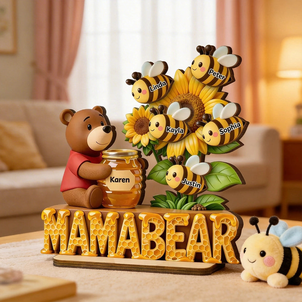 Customizable Mama Bear Honey Jar Family Name Decor - Perfect for Mother's Day Plaque MagicInPrints