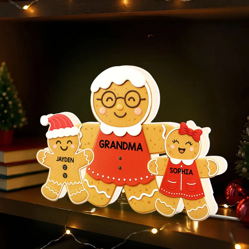 Personalized Gingerbread Family LED Light for Grandma - Christmas Decor Gift Plaque MagicInPrints