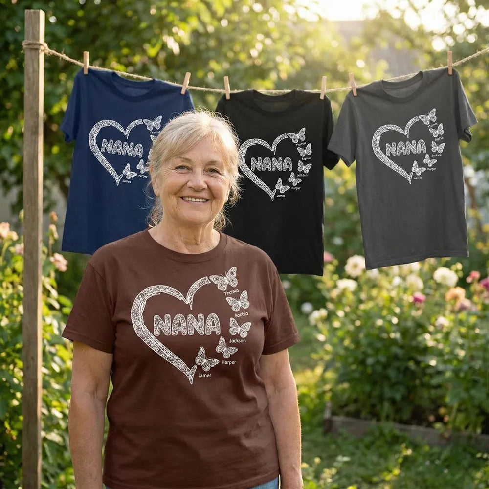 Personalized Nana T-Shirt for Grandparents with Butterfly Design - Family Gift Cloth MagicInPrints