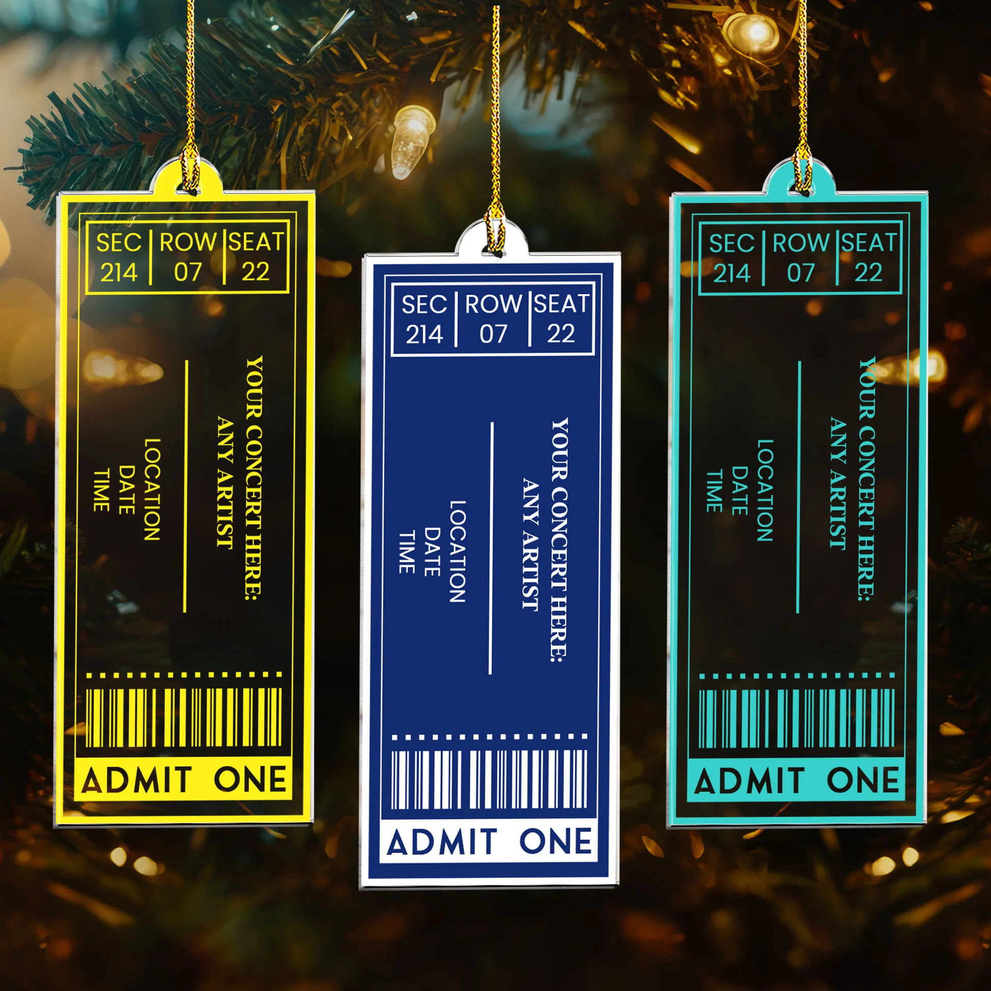 Custom Concert Ticket Ornament for Music Lovers - Christmas Tree Decoration Ornament MagicInPrints