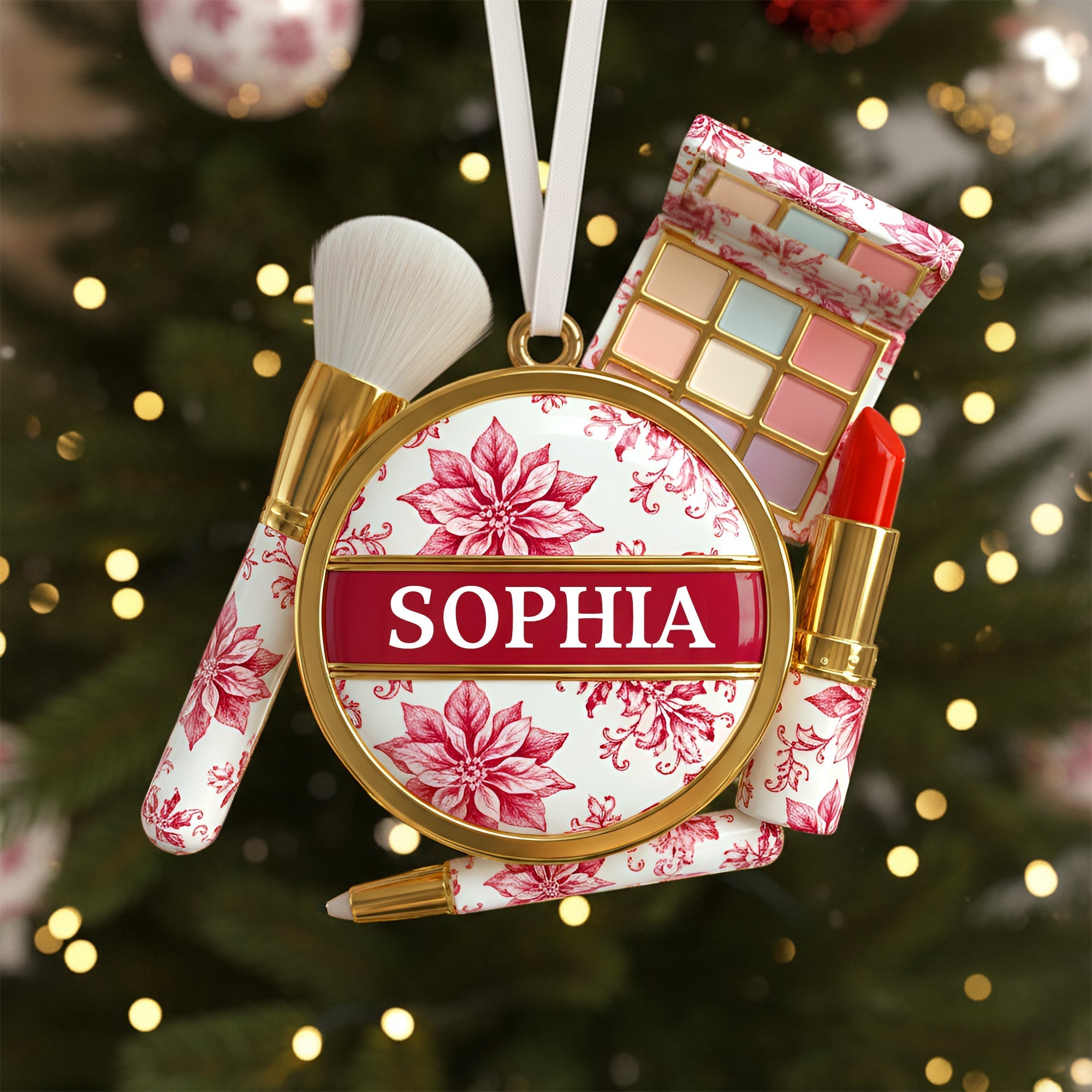 "Celebrate Beauty!" - Personalized Makeup Kit Christmas Ornament - Gift for Makeup Lovers Ornament MagicInPrints