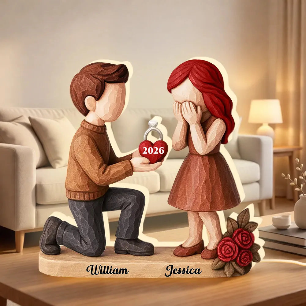 Personalized Wooden Couple Figurine - Engagement Gift for Couples Plaque MagicInPrints