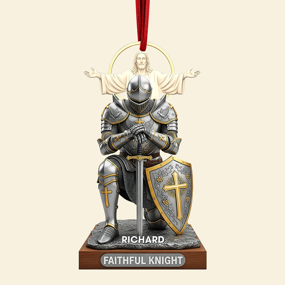 “Embrace Your Faith” - Faithful Knight Christmas Ornament - Personalized Gift for Christians Ornament MagicInPrints