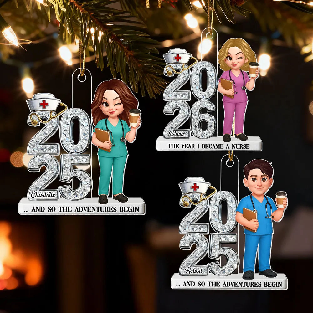 Personalized Nurse Ornament 2025 for New Graduates - Celebrate New Beginnings Ornament MagicInPrints